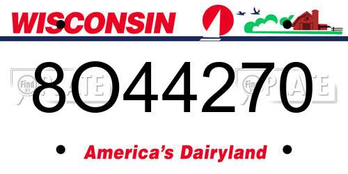8O44270 Wisconsin License Plate