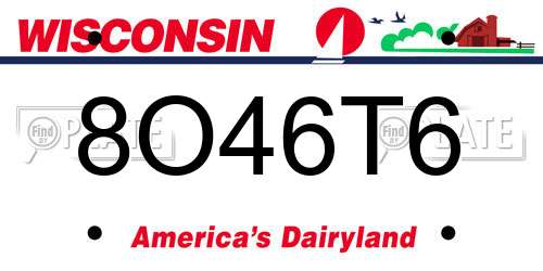8O46T6 Wisconsin License Plate