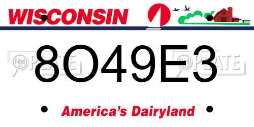 8O49E3 Wisconsin License Plate