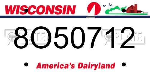 8O50712 Wisconsin License Plate