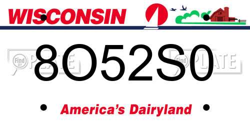 8O52S0 Wisconsin License Plate