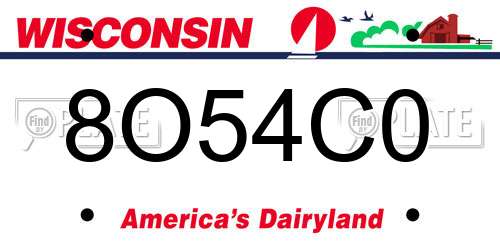 8O54C0 Wisconsin License Plate