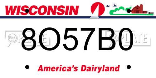 8O57B0 Wisconsin License Plate