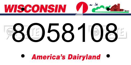 8O58108 Wisconsin License Plate