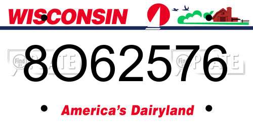 8O62576 Wisconsin License Plate