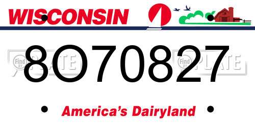 8O70827 Wisconsin License Plate