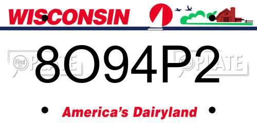 8O94P2 Wisconsin License Plate