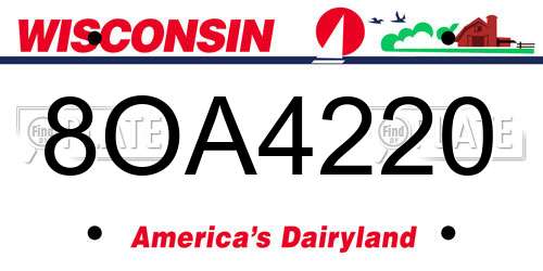 8OA4220 Wisconsin License Plate