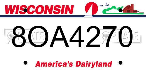 8OA4270 Wisconsin License Plate