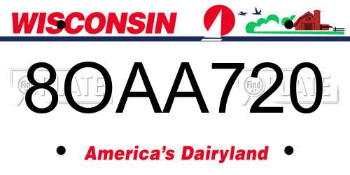 8OAA720 Wisconsin License Plate