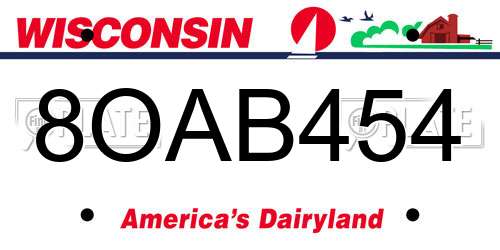 8OAB454 Wisconsin License Plate