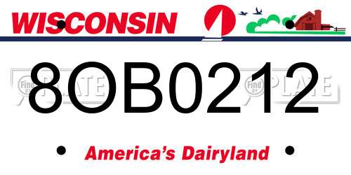 8OB0212 Wisconsin License Plate