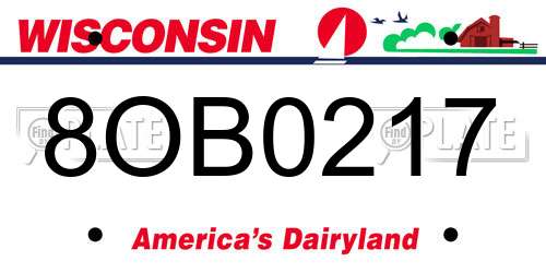 8OB0217 Wisconsin License Plate