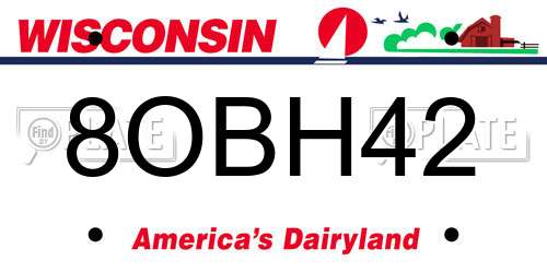 8OBH42 Wisconsin License Plate