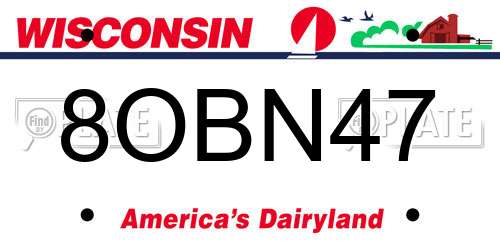 8OBN47 Wisconsin License Plate
