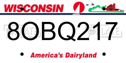 8OBQ217 Wisconsin License Plate