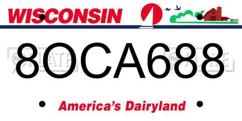 8OCA688 Wisconsin License Plate