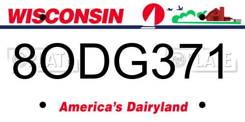 8ODG371 Wisconsin License Plate