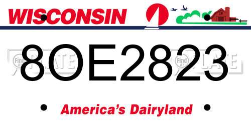 8OE2823 Wisconsin License Plate