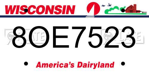 8OE7523 Wisconsin License Plate