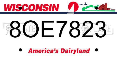 8OE7823 Wisconsin License Plate
