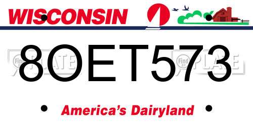 8OET573 Wisconsin License Plate