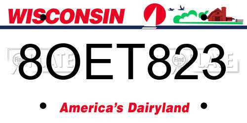 8OET823 Wisconsin License Plate