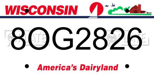 8OG2826 Wisconsin License Plate
