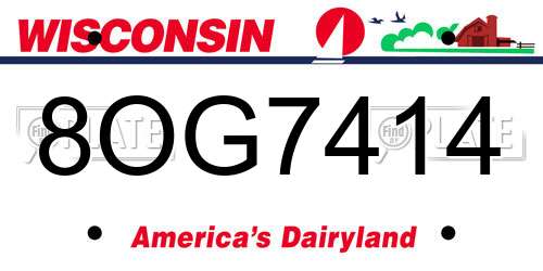 8OG7414 Wisconsin License Plate
