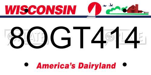 8OGT414 Wisconsin License Plate