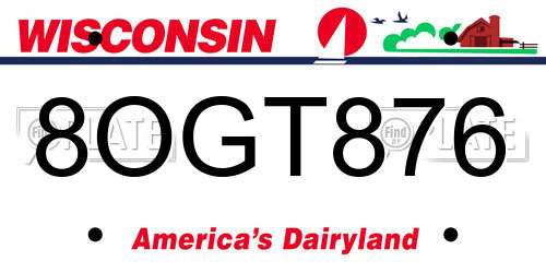 8OGT876 Wisconsin License Plate