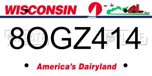 8OGZ414 Wisconsin License Plate