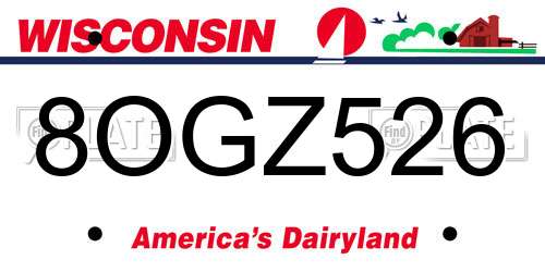 8OGZ526 Wisconsin License Plate