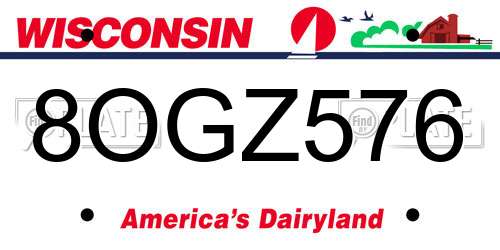 8OGZ576 Wisconsin License Plate