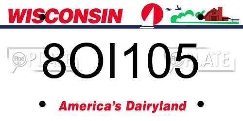 8OI105 Wisconsin License Plate