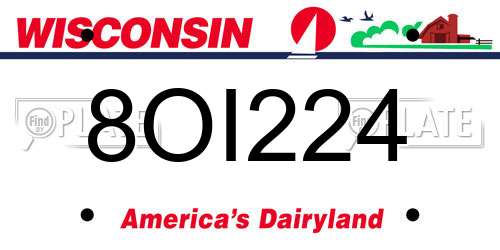8OI224 Wisconsin License Plate