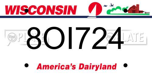 8OI724 Wisconsin License Plate