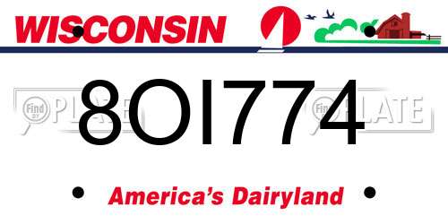 8OI774 Wisconsin License Plate