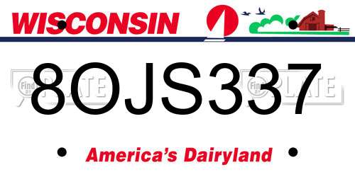 8OJS337 Wisconsin License Plate