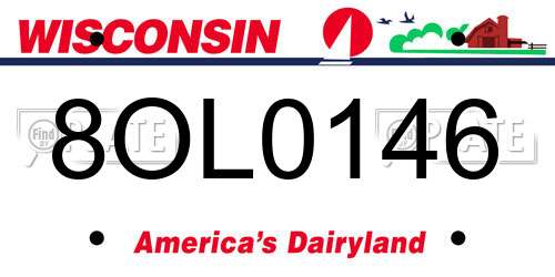 8OL0146 Wisconsin License Plate