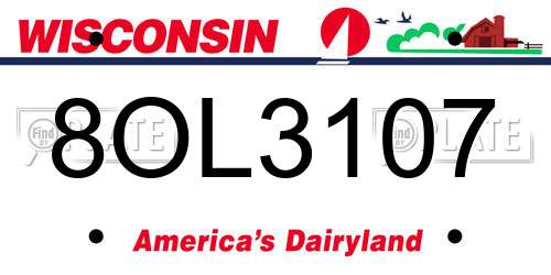 8OL3107 Wisconsin License Plate