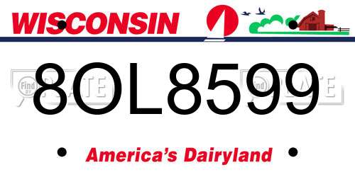 8OL8599 Wisconsin License Plate