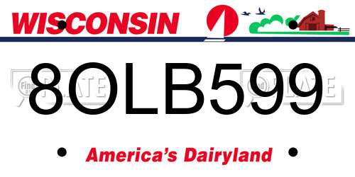 8OLB599 Wisconsin License Plate
