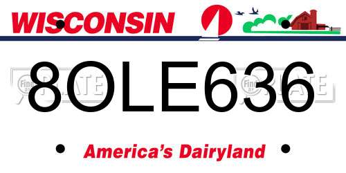 8OLE636 Wisconsin License Plate