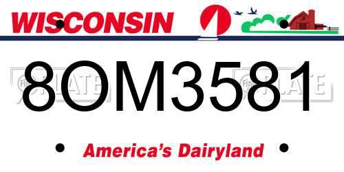8OM3581 Wisconsin License Plate