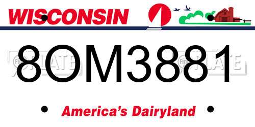 8OM3881 Wisconsin License Plate