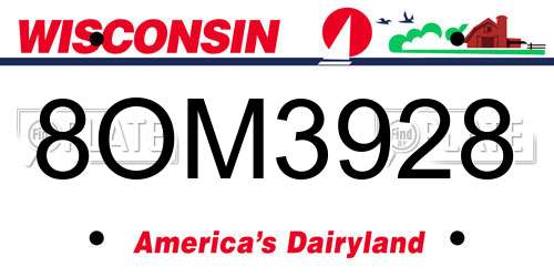 8OM3928 Wisconsin License Plate