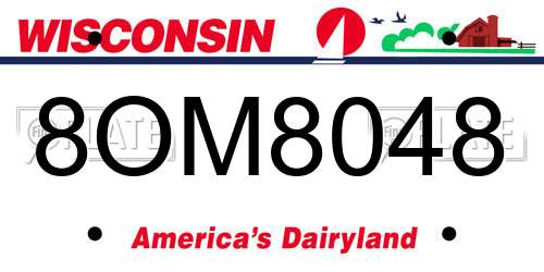8OM8048 Wisconsin License Plate