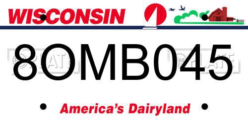 8OMB045 Wisconsin License Plate