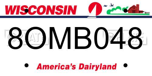 8OMB048 Wisconsin License Plate